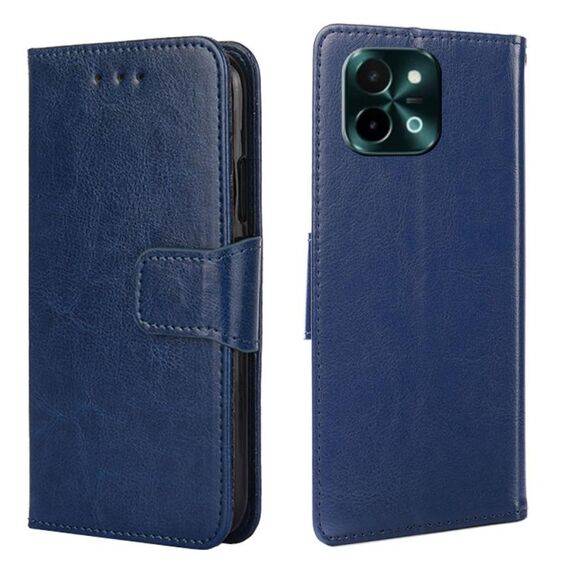 Per vivo Y28 4G Custodia in pelle con texture di cristallo (blu reale)