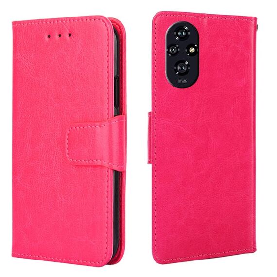 Per Honor 200 5G Custodia in pelle con texture di cristallo (rosso rosa)