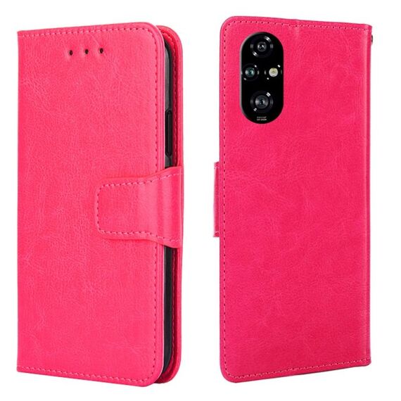 Per Honor 200 Pro 5G Custodia in pelle con texture di cristallo (rosso rosa)