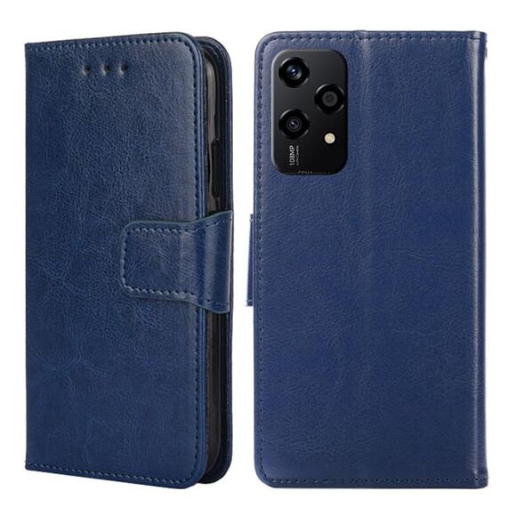 Per Honor 200 Lite 5G Custodia per telefono in pelle con texture di cristallo globale (blu reale)