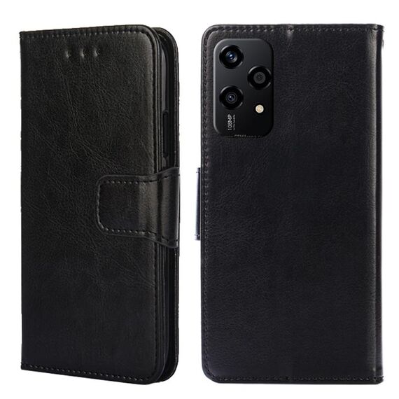 Per Honor 200 Lite 5G Custodia per telefono in pelle con texture di cristallo globale (nero)