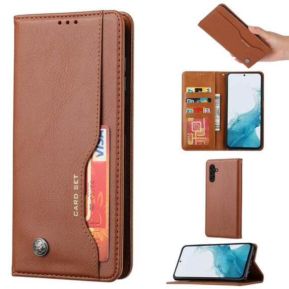 Per Samsung Galaxy S25+ 5G Custodia in pelle con texture Knead Skin Flip (marrone)