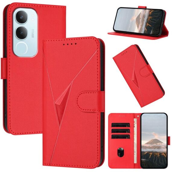 Per vivo Y19s Global Triangle Pattern Fibbia Chiusura Custodia in Pelle per Telefono (Rosso)