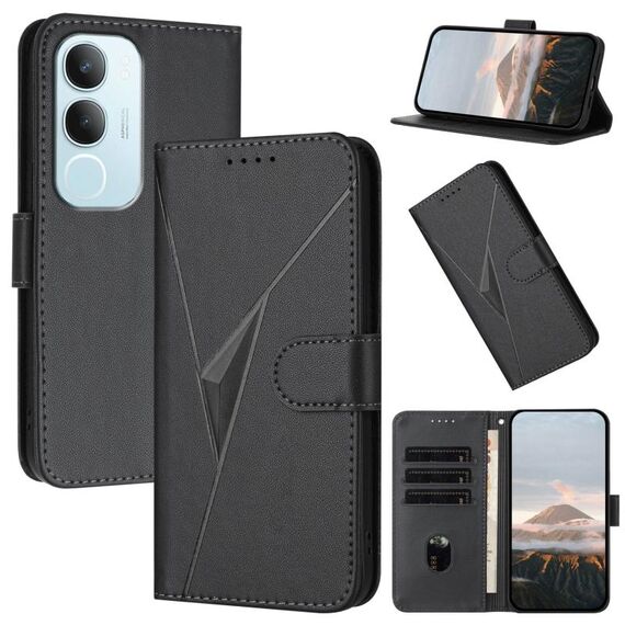 Per vivo Y19s Global Triangle Pattern Fibbia Custodia in pelle per telefono (nero)