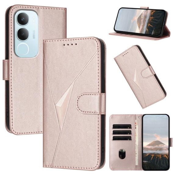 Per vivo Y19s Global Triangle Pattern Fibbia Custodia in pelle per telefono (oro rosa)