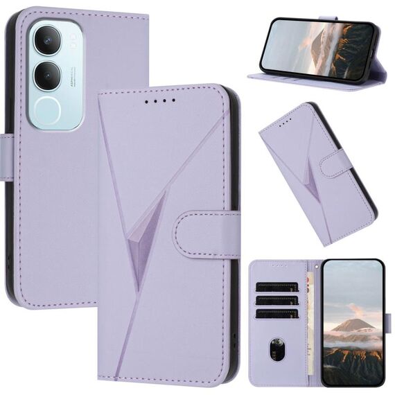 Per vivo Y19s Global Triangle Pattern Fibbia Custodia in pelle per telefono (viola chiaro)