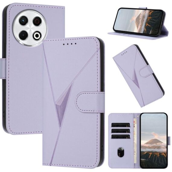 Per Tecno Spark 30 Pro 4G Custodia in pelle con fibbia a motivo triangolare (viola chiaro)