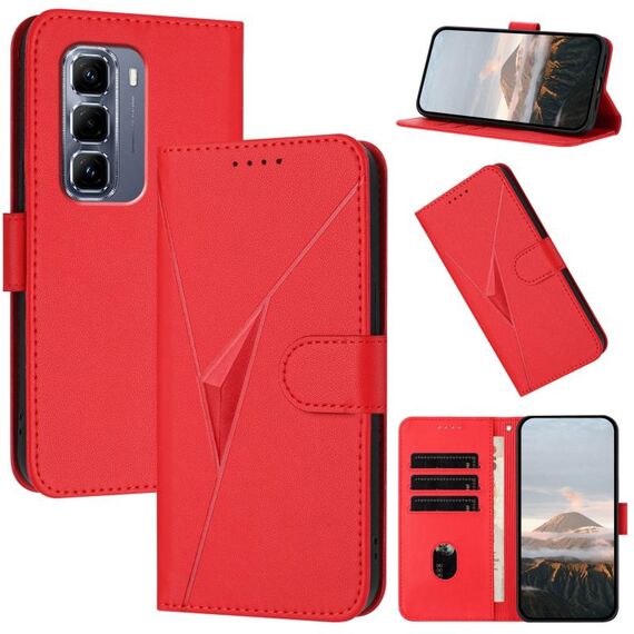 Per Infinix Hot 50 Pro+ 4G Custodia in pelle con fibbia a motivo triangolare (rosso)