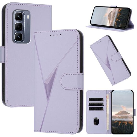 Per Infinix Hot 50 Pro+ 4G Custodia in pelle con fibbia a motivo triangolare (viola chiaro)