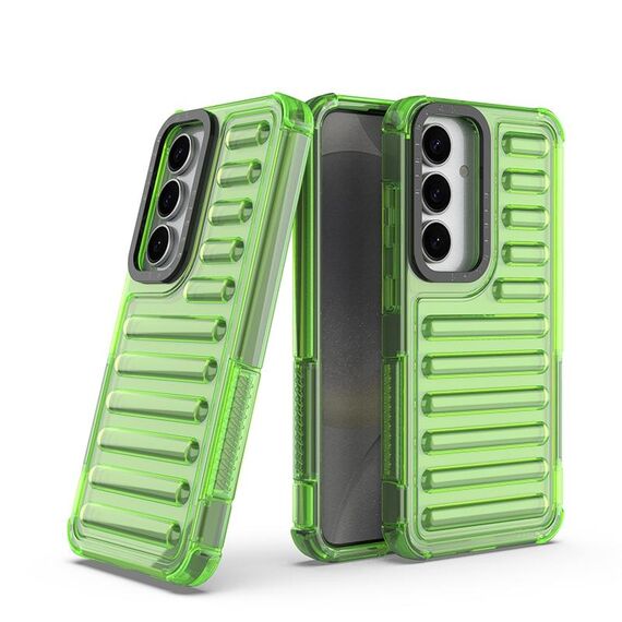 Per Samsung Galaxy S25 5G Custodia per telefono con airbag in TPU ibrido per PC ad alta trasparenza (verde trasparente)