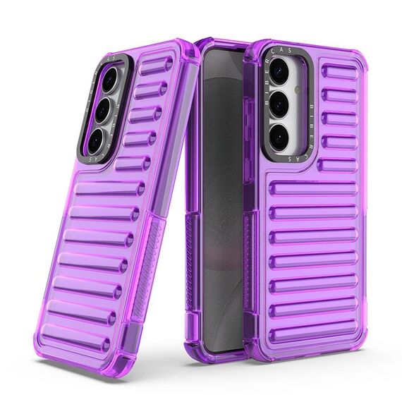 Per Samsung Galaxy S25+ 5G Custodia per telefono con airbag in TPU ibrido per PC ad alta trasparenza (viola trasparente)