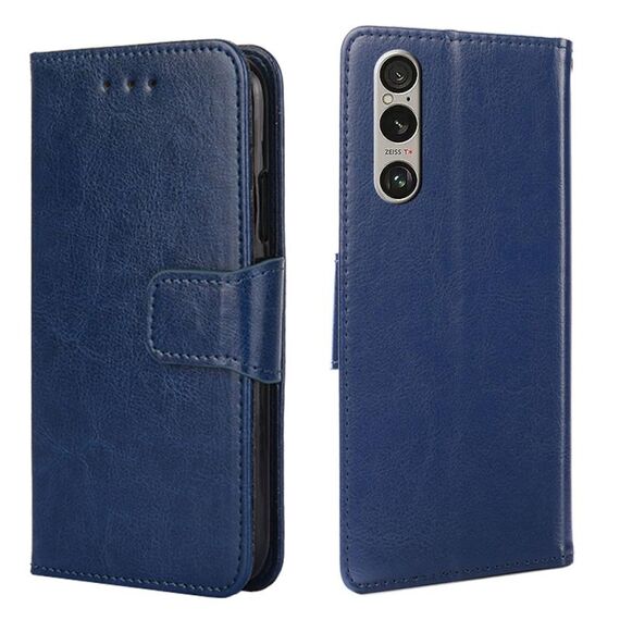 Per Sony Xperia 1 VI Custodia in pelle con texture cristallina (blu reale)