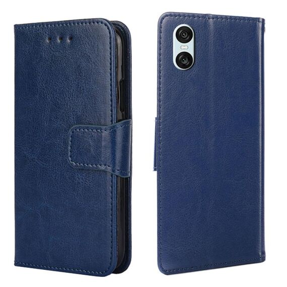 Per Sony Xperia 10 VI Custodia in pelle con texture cristallina (blu reale)