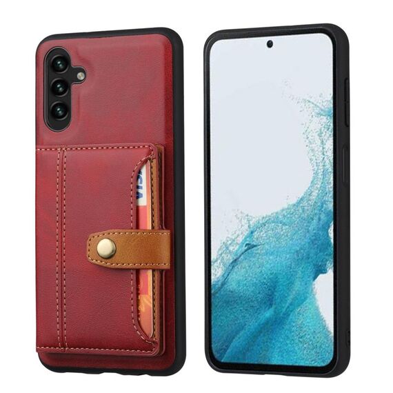 Per Samsung Galaxy S25+ 5G Custodia per telefono in pelle di vitello con slot per schede TPU ibrido PU (rosso)