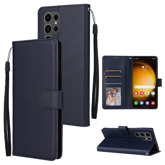Per Samsung Galaxy S25 Ultra 5G Custodia per telefono in pelle multifunzionale con 3 slot per schede (blu)