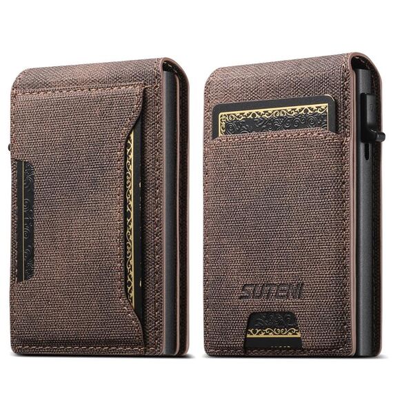 Suteni Denim Texture Key Press Automaticamente Pop Up Card Box (Marrone)