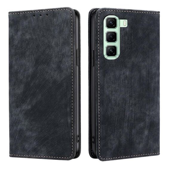 Per Infinix Hot 50 4G RFID Anti-furto Spazzola Magnetico Custodia in Pelle per Telefono (Nero)