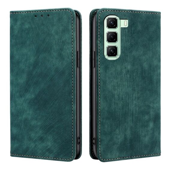 Per Infinix Hot 50 4G RFID Anti-furto Spazzola Magnetico Custodia in Pelle per Telefono (Verde)