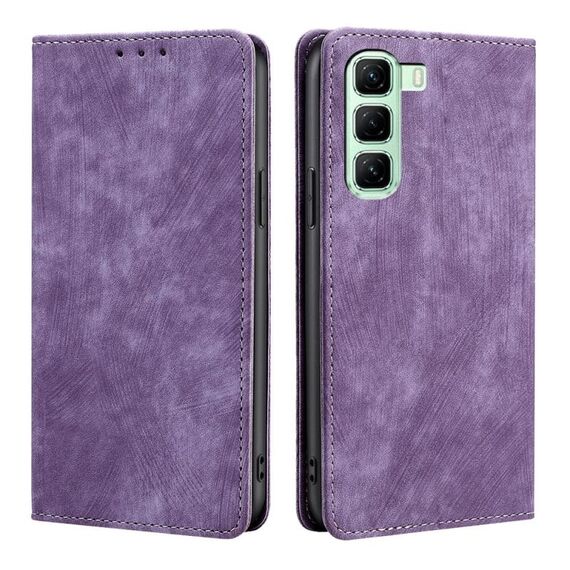 Per Infinix Hot 50 5G RFID Anti-furto Spazzola Magnetico Custodia in Pelle per Telefono (Viola)