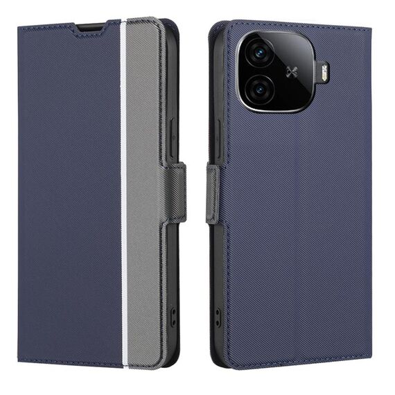 Per vivo iQOO Z9 Turbo Twill Texture Custodia in pelle con pulsanti laterali (blu)