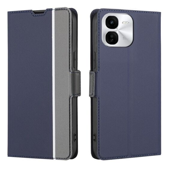 Per vivo iQOO Z9x 5G Twill Texture Custodia in pelle con pulsanti laterali (blu)