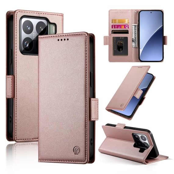 Per Xiaomi 15 Pro Custodia per telefono in pelle smerigliata magnetica con fibbia laterale (oro rosa)