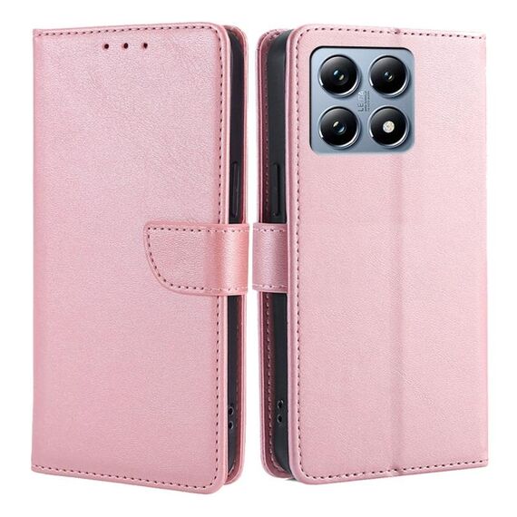Per Xiaomi Mi 14T Pro 5G Custodia per telefono in pelle con fibbia a ribalta e texture in vitello (oro rosa)