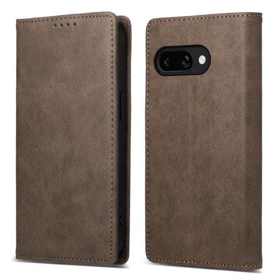 Per Google Pixel 9a Business Custodia per telefono in pelle magnetica RFID tinta unita (marrone)