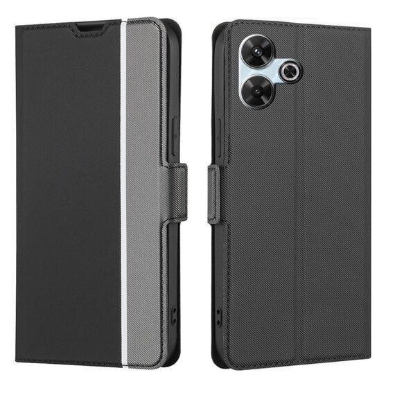 Per Redmi 13 4G Twill Texture Custodia in pelle con pulsanti laterali (nero)