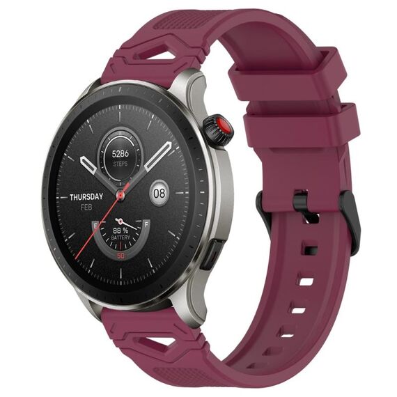 Per Amazfit Watch 22mm Cinturino in silicone con fibbia nera punteggiata (rosso vino)