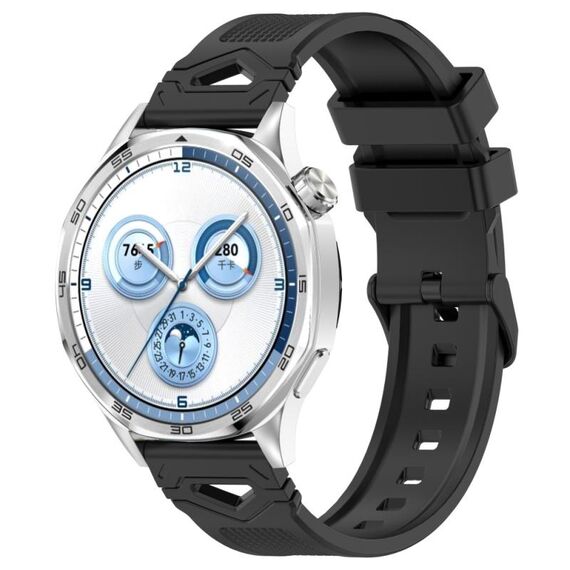 Per Huawei Watch 22mm Cinturino in silicone con fibbia nera punteggiata (nero)