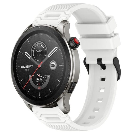 Per Amazfit 22mm Vertical Pattern Black Buckle Silicone Watch Band (Bianco)