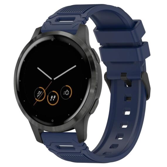 Per Garmin Watch 22mm Vertical Pattern Black Buckle Silicone Watch Band (Blu notte)