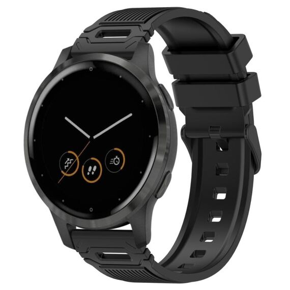 Per Garmin Watch 22mm Vertical Pattern Black Buckle Silicone Watch Band (Nero)