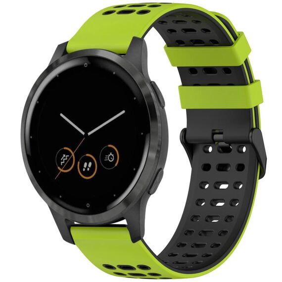 Per Garmin Watch 22mm Tre File Foro Due Colori Cinturino in Silicone per Orologio (Verde Lime + Nero)