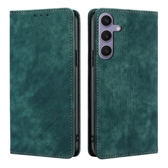 Per Samsung Galaxy S25+ 5G RFID Antifurto Spazzola Magnetico Custodia in Pelle per Telefono (Verde)