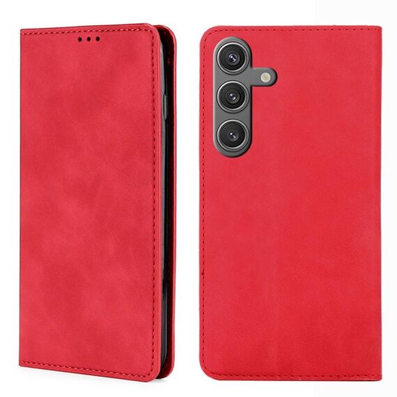 Per Samsung Galaxy S25 5G Custodia magnetica in pelle Skin Feel (rossa)