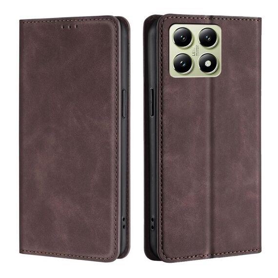 Per Xiaomi 14T 5G Custodia in pelle magnetica Skin Feel (marrone scuro)