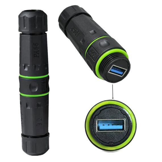 M20 5Gpbs USB3.0 Connettore impermeabile IP68 per esterni (nero)