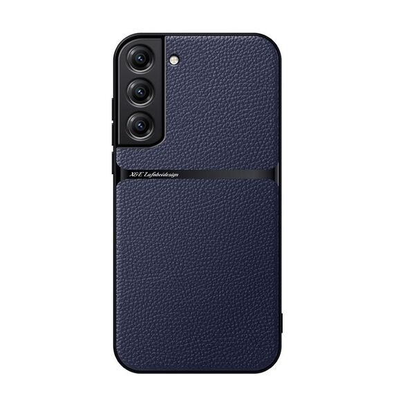 Per Samsung Galaxy S23 5G Custodia per telefono antiurto magnetica in pelle Litchi con copertura totale (blu navy)