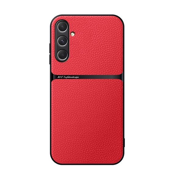 Per Samsung Galaxy S24 FE 5G Custodia per telefono antiurto magnetica in pelle Litchi con copertura completa (rossa)