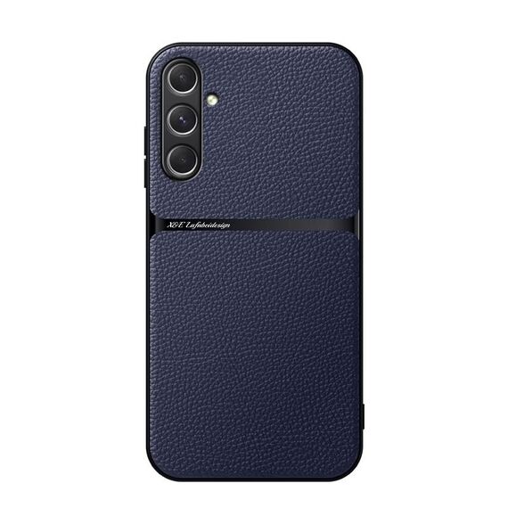 Per Samsung Galaxy S24 FE 5G Custodia per telefono antiurto magnetica in pelle Litchi con copertura totale (blu navy)