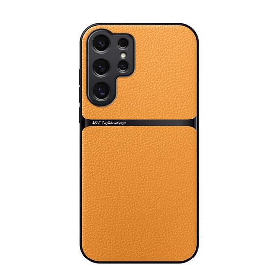 Per Samsung Galaxy S25 Ultra 5G Custodia per telefono antiurto magnetica in pelle Litchi con copertura completa (giallo)