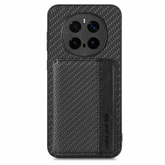 Custodia per telefono con porta carte magnetico in fibra di carbonio per Honor Magic7 Pro (nero)