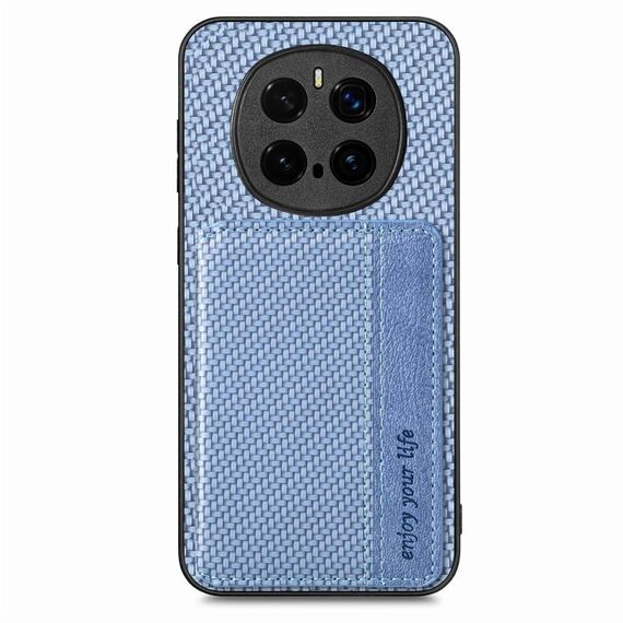Custodia per telefono con porta carte magnetico in fibra di carbonio per Honor Magic7 Pro (blu)