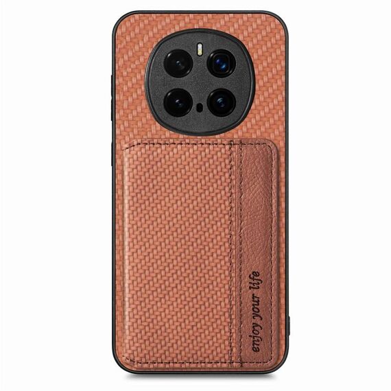 Custodia per telefono con porta carte magnetico in fibra di carbonio per Honor Magic7 Pro (marrone)