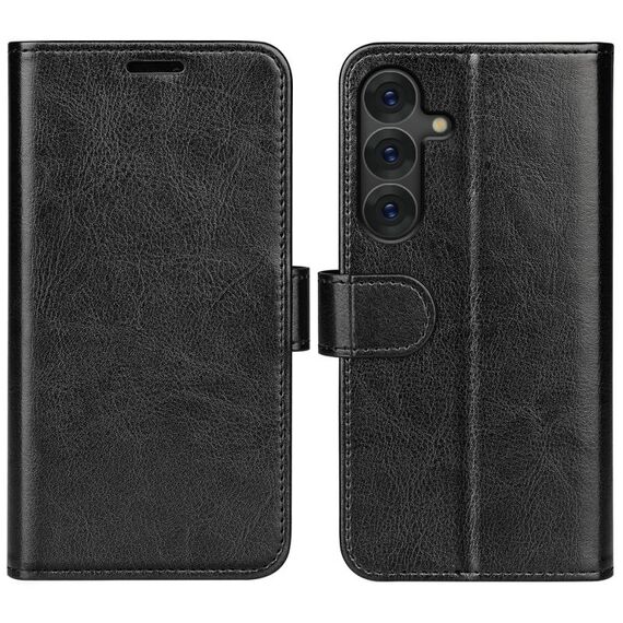 Per Samsung Galaxy S25 5G R64 Texture Custodia in pelle orizzontale a libro (nero)