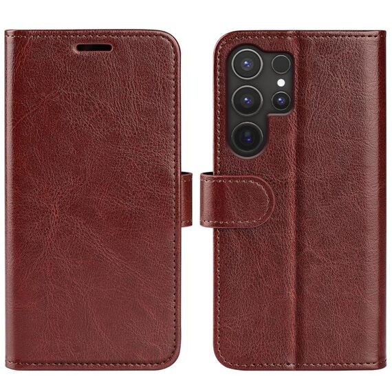 Per Samsung Galaxy S25 Ultra 5G R64 Texture Custodia in pelle con flip orizzontale (marrone)