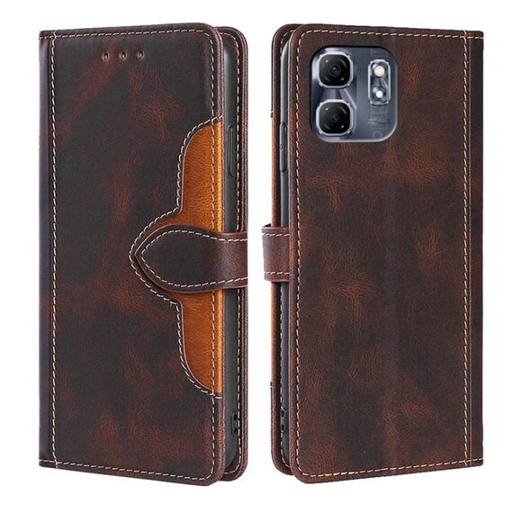 Per Infinix Hot 50i 4G Custodia in pelle con fibbia magnetica effetto pelle (marrone)