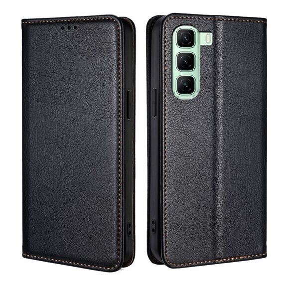 Per Infinix Hot 50 5G Gloss Oil Solid Color Magnetic Leather Phone Case (Nero)